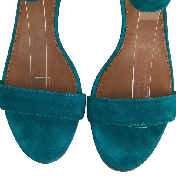 Tory Burch Savannah Suede Wedge Ankle Strap Sandal Turquoise - Picture 6 of 13